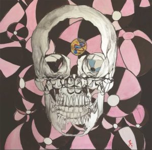 skull pink balloon